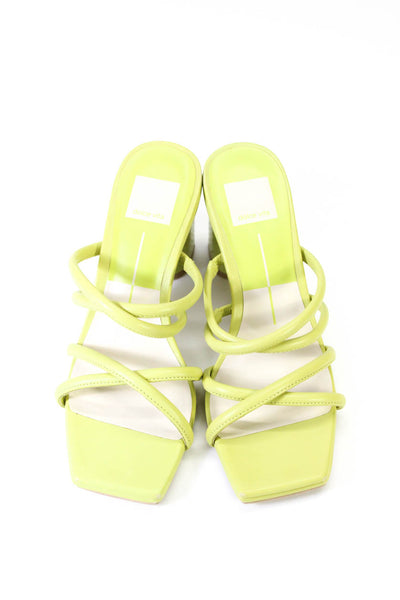 Dolce Vita Womens Block Heel Strappy Mules Sandals Light Green Leather Size 7