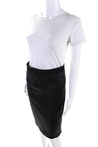 Helmut Lang Women's Elastic Waist Pull-on A-Line Leather Mini Skirt Black Size 4