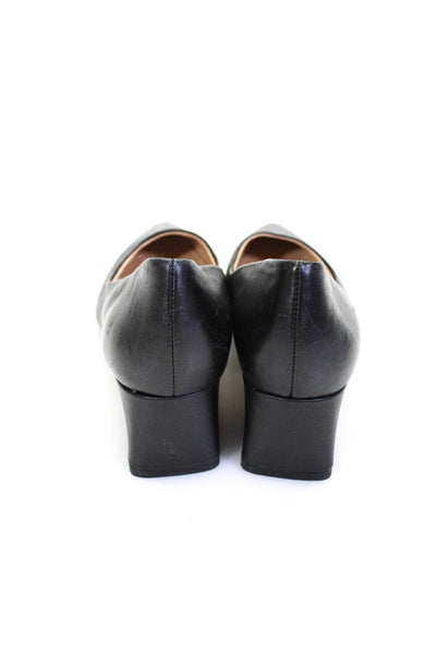 Franco Sarto Womens Romi Block Heel Slip On Point Toe Pumps Black Leather Size 8