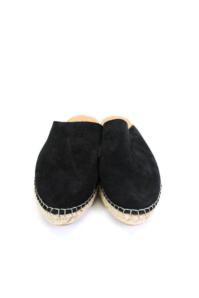 Selected Femme Women's  Slip-On Espadrille Suede Mules Sandals Black Size 10