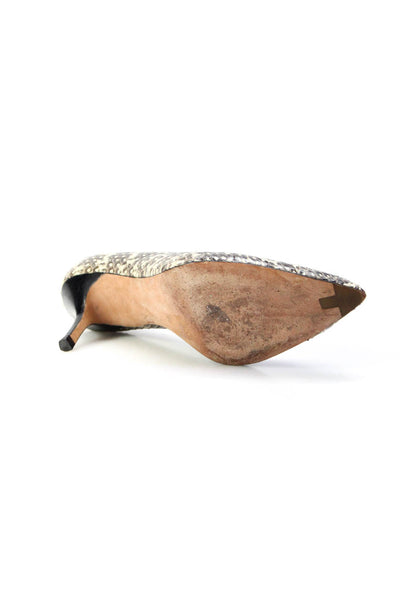 Elie Tahari Womens Pointed Toe Snakeskin Slip On Pumps Brown Ivory Size 37 7