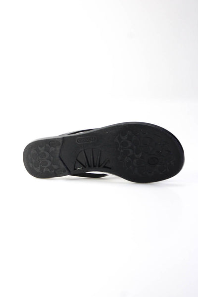 Coach Womens Monogram Insole Jelly Flip Flops Sandals Black Gray Size 6