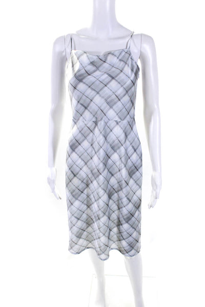 Vince Womens Striped Print Side Zipped Sleeveless Midi Dress Blue Size 00