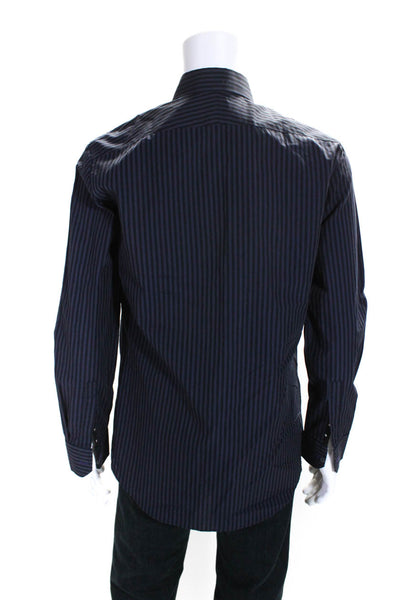 Paul Smith Men's Collared Long Sleeves Button Down Blue Stripe Shirt Size 16