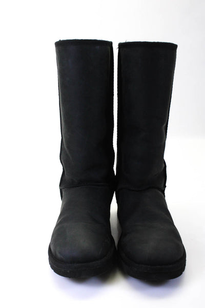 Ugg Womens Faded Black Suede Tall Shearling Knee High Boots Shoes Size 9