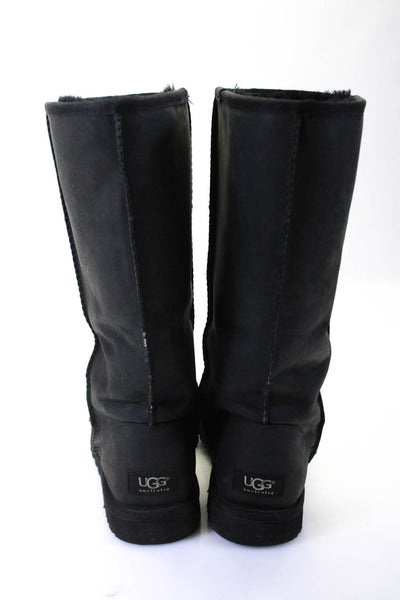 Ugg Womens Faded Black Suede Tall Shearling Knee High Boots Shoes Size 9