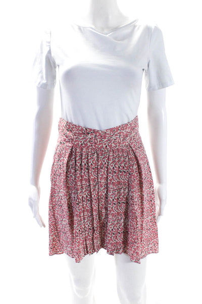 Isabel Marant Women's Hook Closure Pleated Flare Floral Mini Skirt Size 40