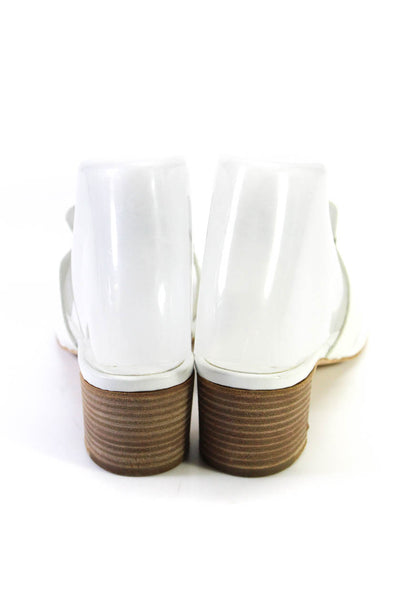 Hermes Womens Galerie Faux Tortoiseshell Mules Thong Sandals White Leather 36 6