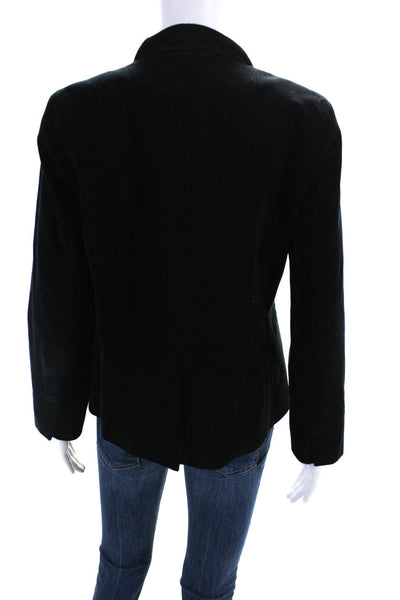 J Crew 365 Womens Cotton Collared Long Sleeve Open Front Blazer Black Size 8