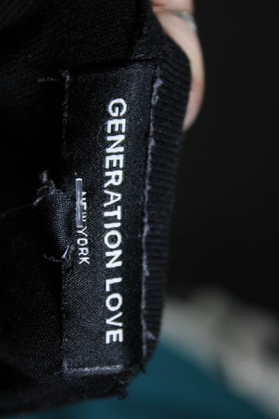 Generation Love Womens Camo Print Round Neck Long Sleeve Knit Top Black Size M