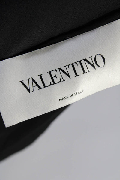 Valentino Womens Back Zip Short Sleeve Boat Neck Midi Shift Dress Black IT 44