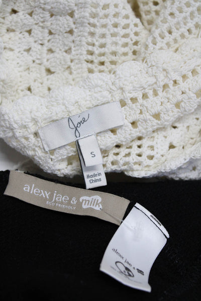 Joie Alexx Jae Womens Crochet Knit Cross Back Tops White Black Size Small Lot 2