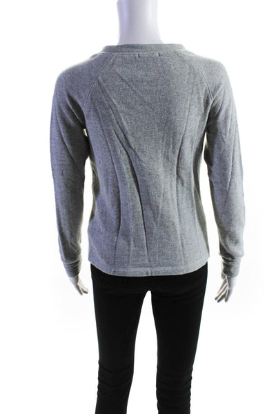 SKYR Womens Cable Knit Terry Raglan Crew Neck Sweater Gray White Size Small