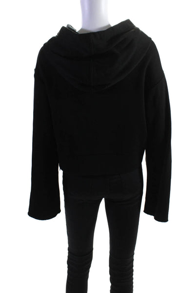 The Range Womens Pullover Cut Out Hoodie Sweater Black Cotton Size Medium