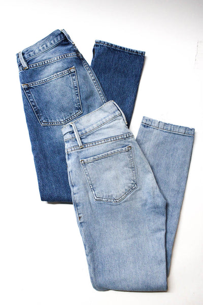 Frame Womens Cotton Medium Washed Skinny Straight Leg Jeans Blue Size 25 Lot 2