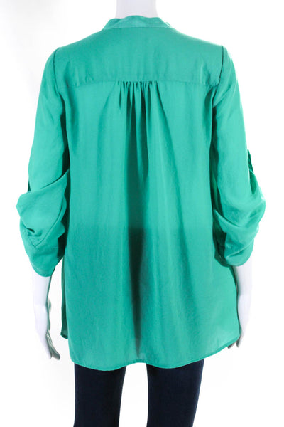 Elizabeth and James Womens V Neck Blouse Turquoise Size Extra Small