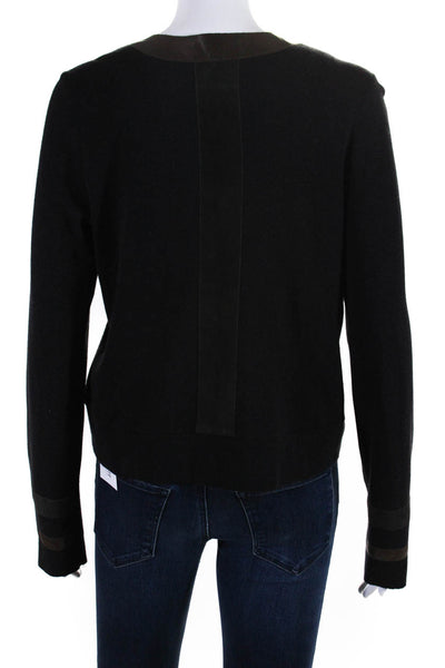 Rozae Nichols Womens Button Down Cardigan Sweater Black  Wool Size Medium