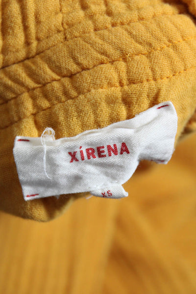Xirena Womens Long Sleeve Gauze Drawstring Funnel Neck Pullover Top Orange XS