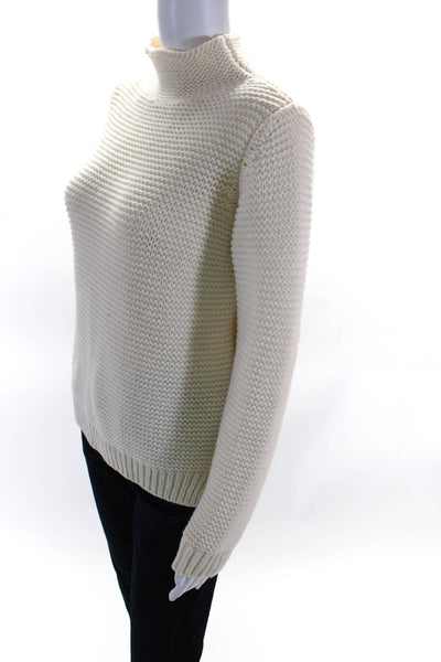 APC Women's Turtleneck Long Sleeves Waffle Knit Pullover Sweater Ivory Size S
