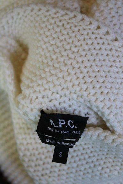 APC Women's Turtleneck Long Sleeves Waffle Knit Pullover Sweater Ivory Size S