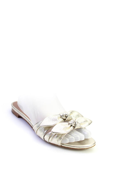 Tabitha Simmons Women's Open Toe Bow Metallic Gold Slides Sandals Size 7