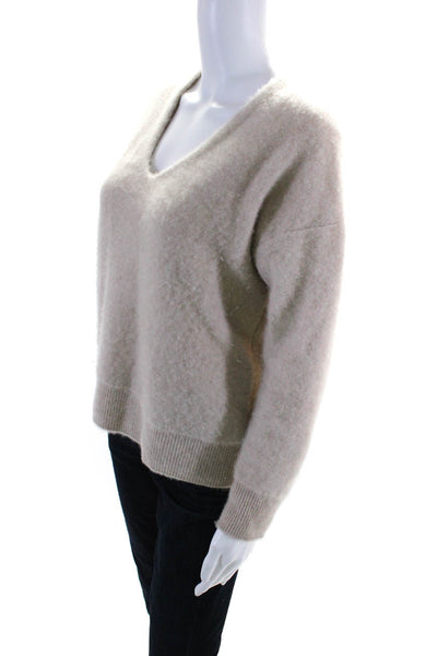 Vince Womens Long Sleeve V Neck Boxu Cashmere Sweater Beige Size Medium