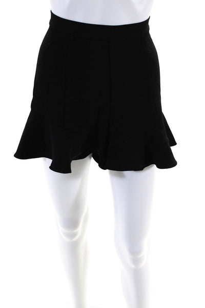 Intermix Womens Darted Ruffled Hem High Waist Zip Dress Shorts Black Size L