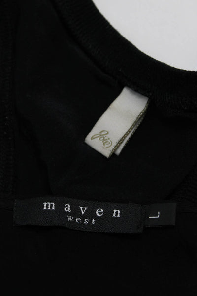 Maven West Joie Womens V-Neck Pullover Tiered Hem Blouse Tops Black Size L Lot 2