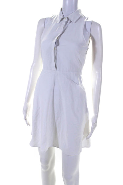 Jonathan Simkhai Womens Cotton Belted Collared Sleeveless Dress White Size S