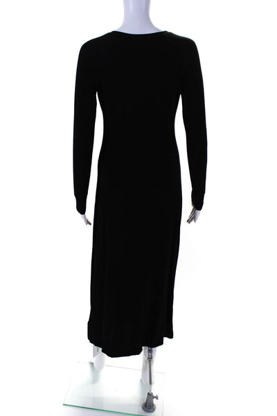 James Perse Womens Long Sleeve Crew Neck Midi Knit Shirt Dress Black Size 1