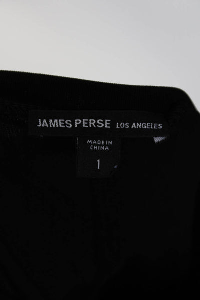 James Perse Womens Long Sleeve Crew Neck Midi Knit Shirt Dress Black Size 1