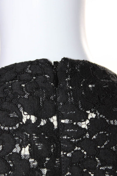 Michael Kors Womens Plaid Print Lace Trim Midi Pencil Dress White Black Size M