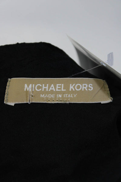 Michael Kors Womens Plaid Print Lace Trim Midi Pencil Dress White Black Size M
