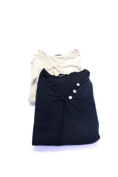 Femme Fatale Womens Cotton V-Neck Long Sleeve Shirt Top Navy Sie XS S Lot 2