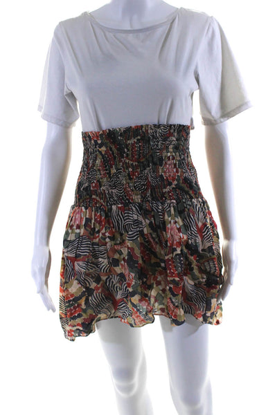 Chufy Womens Multicolor Printed Smocked Knee Length A-line Skirt Size S