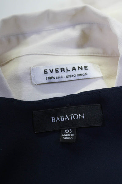 Everlane Babaton Womens White Silk Collar Long Sleeve Blouse Top Size XS lot 2