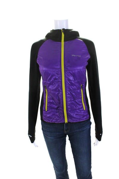 Marmot Women's Hood Long Sleeves Full Zip Quilted Jacket Purple Size XS