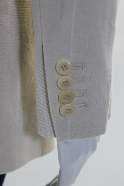 J Crew Women's Long Sleeves Collared One Button Beige Stripe Blazer Size 0