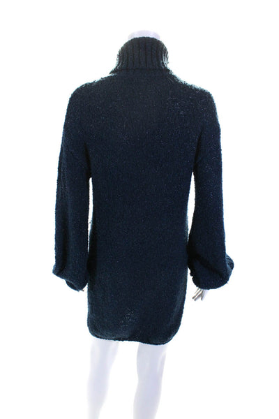 Tularosa Women's Turtleneck Long Sleeves Mini Sweater Dress Blue Size XS