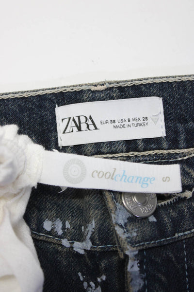 Cool Change Zara Womens Elastic Waist Pants Wide Leg Jeans Size 6 Small Lot 2