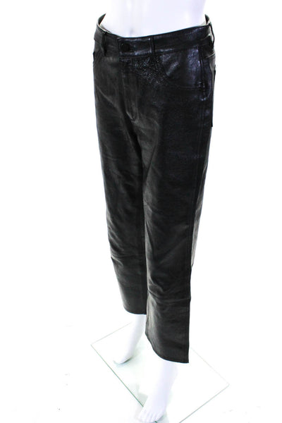 DL1961 Womens Patti Straight Ankle Faux Leather High Rise Jeans Black Size 26