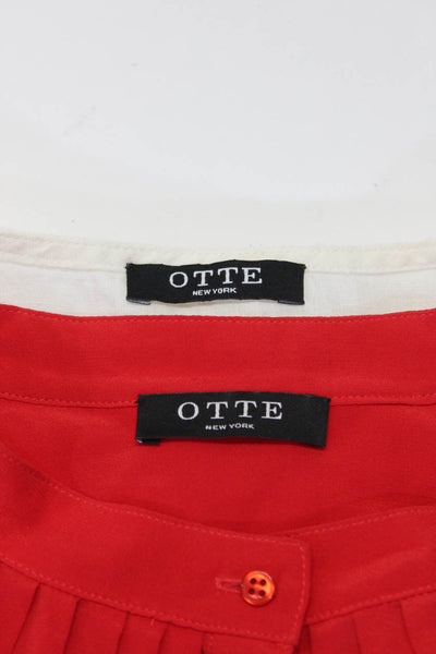 Otte New York Womens Blouse Button Down Tank Top White Red Size Medium Lot 2