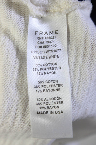Frame Joie Womens Cotton Round Neck Puff Sleeve Tops White Size XS 2XS Lot 2