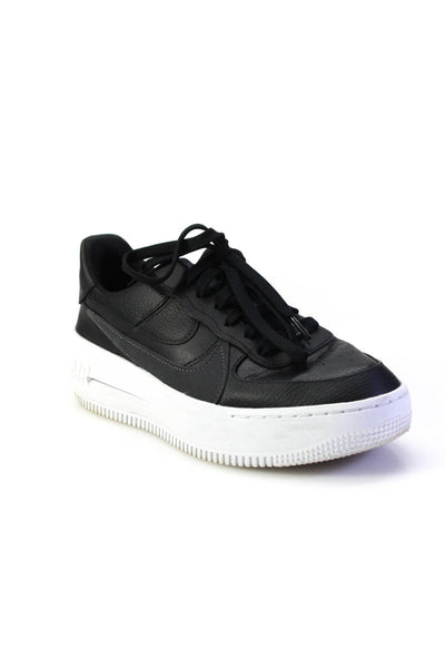 Nike Womens Leather Round Toe Lace Up Low Top Platform Sneakers Black Size 9.5