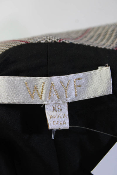 Wayf Womens Plaid Peak Collar V-Neck Button Up Blazer Jacket Gray Size XS