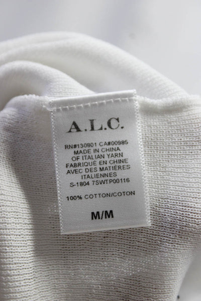 ALC Womens Crew Neck Knit Racerback Tank Top White Cotton Size Medium