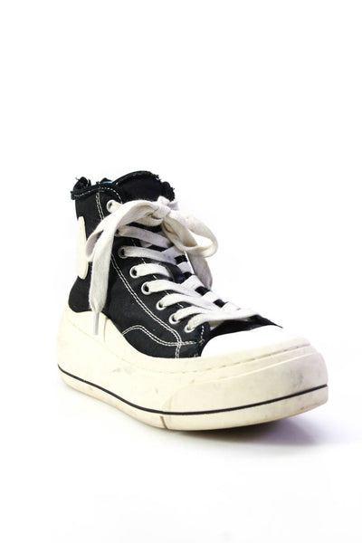 R13 Unisex High Top Canvas Chunky Platform Lace Up Sneakers Black Size W8 M6