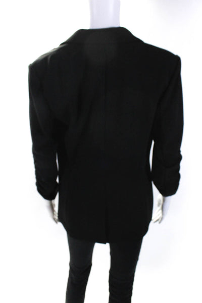 Calvin Klein Womens Collar Darted Button Ruched Long Sleeve Blazer Black Size 6