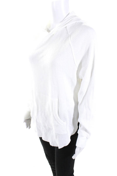 TNA Womens Long Sleeves Pullover Thermal Hoodie White Cotton Size Large