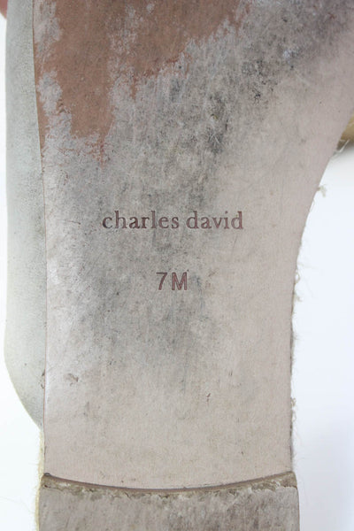 Charles David Womens Suede Slide On Sandals Beige Size 7 Medium